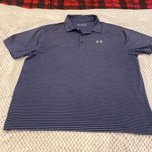 Under Armour performance polo navy blue with gray pinstripe